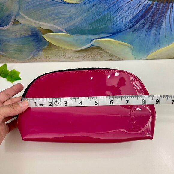 Yves Saint Laurent Beauty Fuchsia Patent Cosmetic Bag With Top Zip Closure - Picture 9 of 11